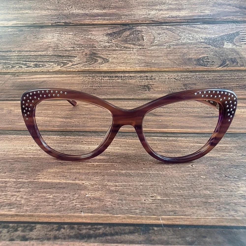 Bebe Lush BB7137 Berry Purple Cat Eye Eyeglass Frames 54-17-135 studded detail